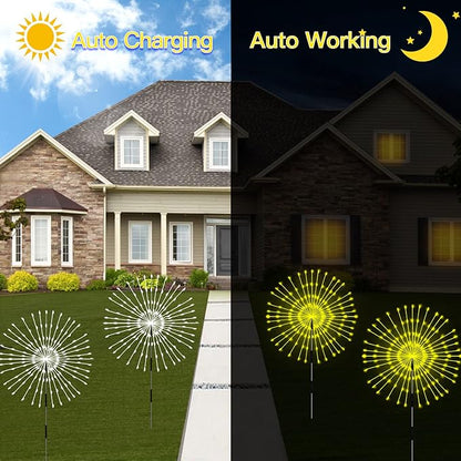 Solar Garden Lights 4-Pack Waterproof Decorative Pathway Firefly Lights for Courtyard & Garden Party Warm White