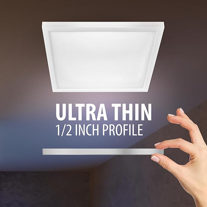Feit Electric 74208 LED Square Flat Panel Downlight, Dimmable, Ultra Thin and Edge-Lit Design, Color Selectable Ceiling Flush Mount Light, Fit 5"/6" Recessed Can Light Fixture, 50,000-Hour Lifetime