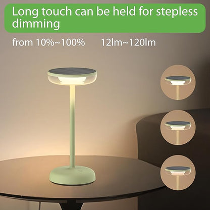 Cocktail Style Solar Table Lamp – Cordless LED Light with USB-C Charging, Dimmable Warm 2700K Glow, Weather Resistant for Indoor/Outdoor Use – Green, 1 Pack
