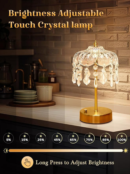 Vintage Lamp, 3 Colors 10 Brightness Crystal Lamp Flower Lamps, 3600mAh Rechargeable Lamps, Mood Lighting Bedroom Kitchen Bathroom, Tween Girls Trendy Stuff, Birthday Teen Girl Gifts Mothers Day Gifts
