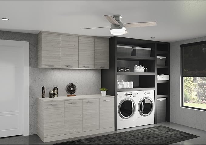 Hunter 52 inch Indoor Ceiling Fan with LED Light and Remote Control - Modern Ceiling Fan, Low Profile Mount, 4 Blades, For Bedroom, Living Room, or Kitchen, Quiet - Dempsey 51736, Matte Silver