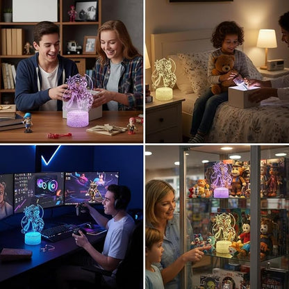 3D Illusion Night Light LED Lamp with Remote Control 16 Color Changing Visual Bedroom Decoration (Hug ms)