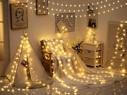 Solhice 40ft Color Changing Star String Lights for Bedroom 120 LEDs, Indoor Hanging Fairy Lights USB Powered, Starry Lights with Remote, Bunk Bed Lights for Kids Room