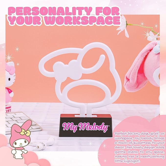 Silver Buffalo Sanrio Hello Kitty and Friends My Melody Neon LED Lamp Room Decor Mood Light, Battery Powered (Requires 2 AA Batteries - Not Included)(Requires 2 AA Batteries - Not Included)