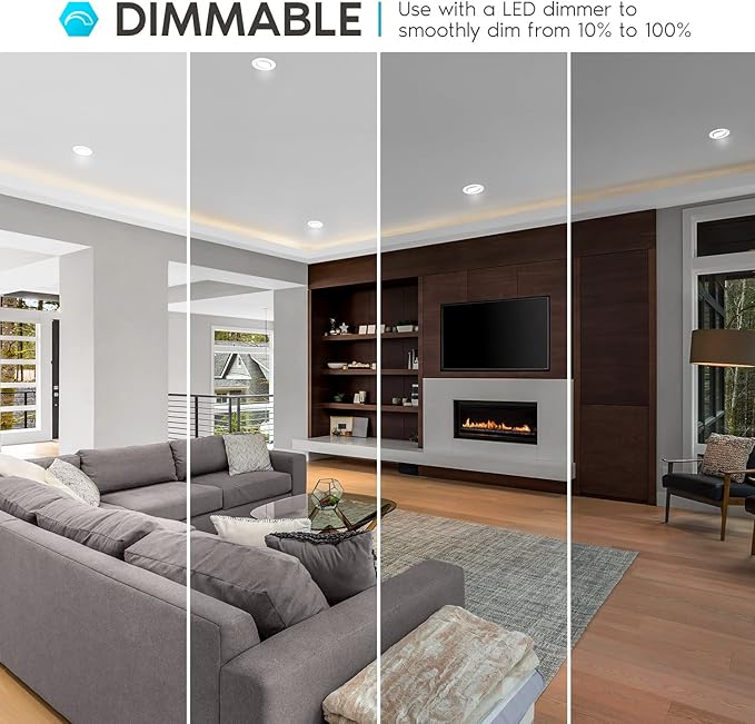 LUXRITE 4 Inch Gimbal LED Recessed Lighting Can Light, 8W=60W, 5 Color Selectable 2700K-5000K, CRI 90, Dimmable Adjustable LED Downlight, 700 Lumens, Wet Rated, Energy Star, ETL Listed