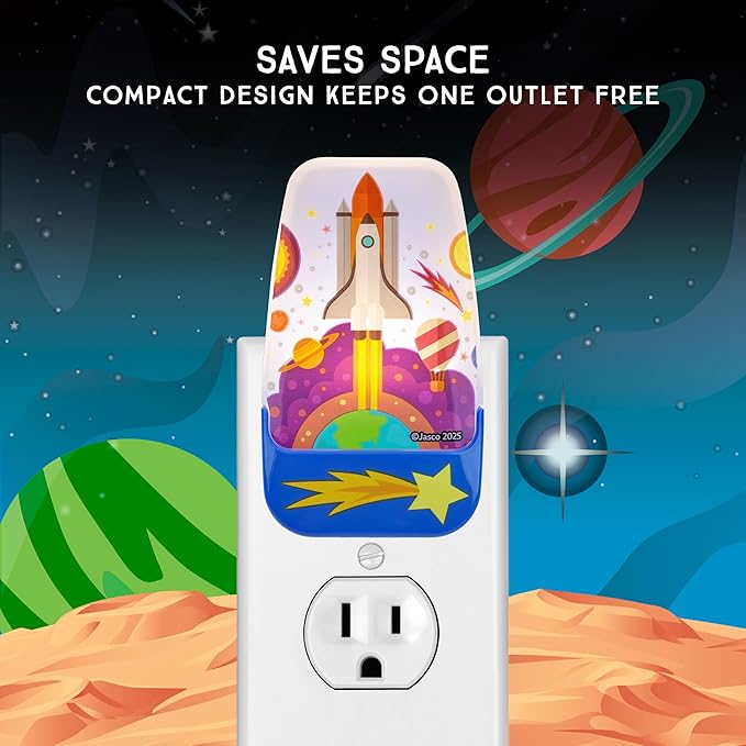 Lights by Night Rocket Space NightLight LED Lights for Kids Room Decor NightLights Plug in Wall Ambient Lighting for Girls Boys Bedroom Bathroom Nursery 81717