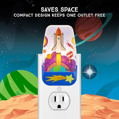 Lights by Night Rocket Space NightLight LED Lights for Kids Room Decor NightLights Plug in Wall Ambient Lighting for Girls Boys Bedroom Bathroom Nursery 81717