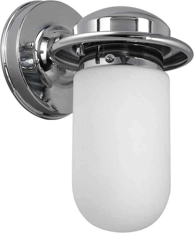 Design House 588947-PC Seaton Classic Industrial 1-Light Indoor Dimmable Wall Light with Removeable Metal Wire Cage and White Opal Frosted Glass for Kitchen Hallway Bedroom Bathroom, Polished Chrome