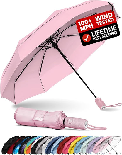 REPEL Windproof Travel Umbrella - Compact & Withstands Winds up to 85MPH , Strongest Premium Auto Folding Umbrella for Rain and Sun - Durable, Light & Portable for Women & Men , Fits Backpack & Cars