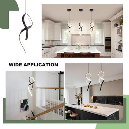 Modern Pendant Light Fixture,4500K LED Pendant Lights Kitchen Island Lighting, Adjustable Height Hanging Light for Kitchen Sink Dining Room Bedroom,1 Pack (Black)