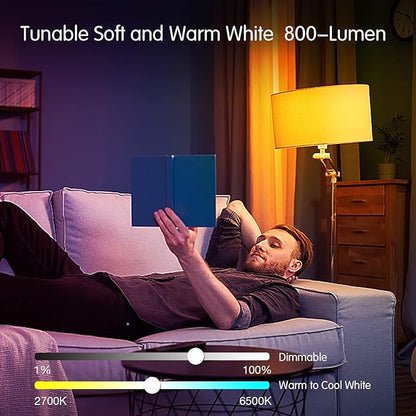 DAYBETTER Smart Light Bulbs, Alexa Light Bulb, WiFi Color Changing Light Bulb, Smart Bulbs that Work with Alexa & Google Home, Music Sync LED Light Bulb, A19 E26 9W 810LM Smart Home Lighting, 2 Pack