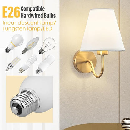 Adust Antique Brass Wall Sconces Lighting Fixture, E26 Industrial Vintage Gold Wall Light Set of 2 Pack Wall Lamp Bathroom Decor for Bedroom Living Room, Brass Finish Sconces