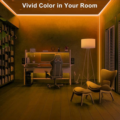 Tatazone 16.4ft 1800K COB Led Strip Lights with RF Remote, Dimmable Bright Adhesive Indoor Amber Led COB Light Strip for Cabinet, Painting, Room, Bed