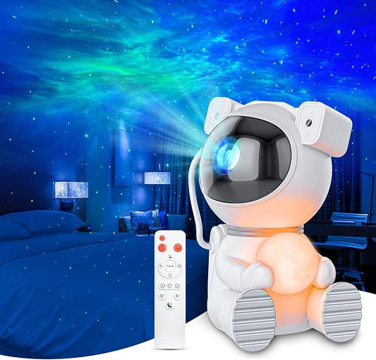 Cayclay Astronaut Galaxy Projector, Star Projector with Timer and Remote, Night Light with Moon Lamp, LED Nebula Lamp for Kids Adults, Room Decor Gift (White)
