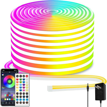 segrass 50ft Led Neon Rope Lights,Control with App/Remote,Flexible Led Rope Lights IP67 Outdoor RGB Neon Lights Waterproof,Music Sync Color Changing, led Lights for Bedroom Indoor