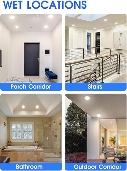6 Pack 5CCT 6 Inch LED Disk Light, Dimmable Flush Mount Ceiling Lights, 2700K/3000K/3500K/4000K/5000K Selectable, 15W 1100LM, CRI 90, Low Profile Surface Mount Ceiling Disc Light, Wet Rated & ETL