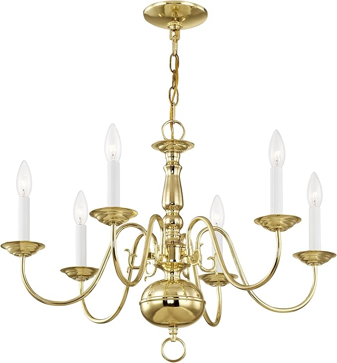Livex Lighting 5006-02 Williamsburgh 6 Light Polished Brass Chandelier