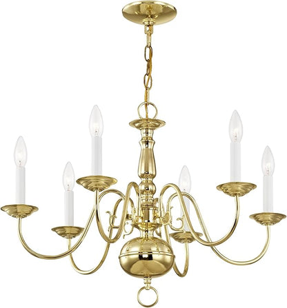 Livex Lighting 5006-02 Williamsburgh 6 Light Polished Brass Chandelier