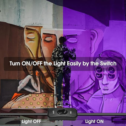 YANYCN 4 Pack 150W LED Black Lights, Blacklight Flood Light Outdoor with Plug and Switch, IP66 Waterproof for Dance Party, Glow in The Dark, Halloween Lights, Body Paint, Fluorescent Poster