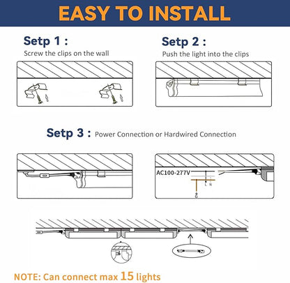 CNSUNWAY 1.5FT LED Shop Light, 20W High-Efficiency Under Cabinet Lighting (6000K Cool White), V-Shape T8 Tube Fixtures – 18" Linkable Under Counter Lights for Kitchen, Workbench, Workshop, 2 Pack