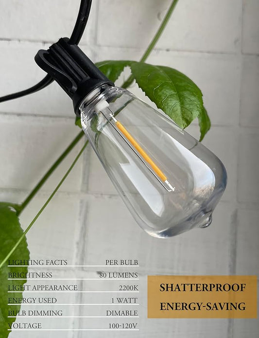 SUFEIMAS Outdoor String Lights Waterproof 400FT (100ft*4) shatterproof Patio Lights for Outside with 212 Vintage dimmable LED Edison Bulbs,Backyard Lights for Fence Garden,Balcony Porch Party Bistro