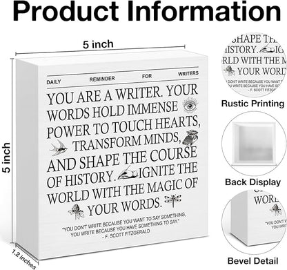 Motivation Writing Gifts for Writer Author Novelist Writing Lover, Writer Gifts for Women Men, Daily Reminder for Writers Wooden Sign for Home Office Desk Decor