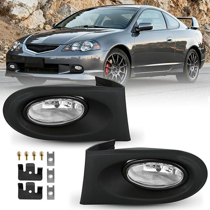Nilight Fog Lights Assembly Compatible with 2002 2003 2004 Acura RSX Left Driver and Right Passenger Side Clear Lens H11 12V 55W Bulbs