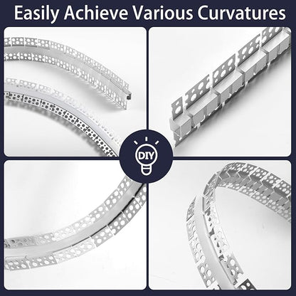 Flexible Plaster in LED Channel 6.6ft ×8Pack Curved Recessed Drywall Aluminum Strip Light Track with White Diffuser for LED Tape Mounting Profile