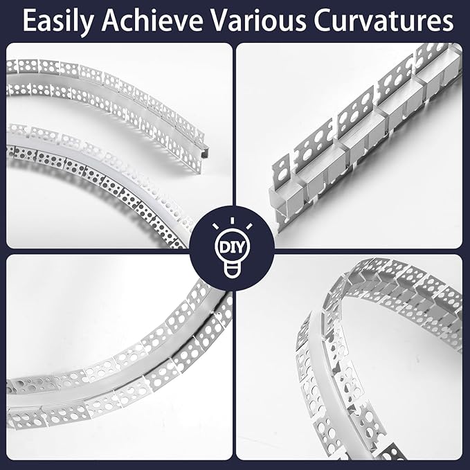 10Pack Curved Plaster in LED Channel 3.3ft Flexible Recessed Drywall Aluminum Strip Light Track with White Diffuser for LED Tape Mounting Profile