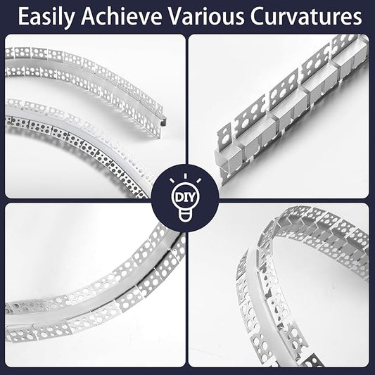 10Pack Curved Plaster in LED Channel 3.3ft Flexible Recessed Drywall Aluminum Strip Light Track with White Diffuser for LED Tape Mounting Profile