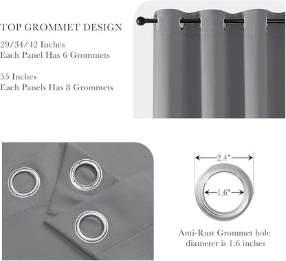 PONY DANCE Sliver Grey Blackout Curtains for Bedroom 84 Inch Length 2 Panels Set, Privacy Thermal Insulated Room Darkening Grommet Drapes for Living Room Window, W34 x L84 Inch