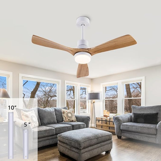 42" Ceiling Fans [with Lighting Remote Control], Indoor Outdoor Modern Wooden Ceiling Fan [with 3 Solid Wood Blades] for Kids' Rooms, bedrooms, Offices and More.…