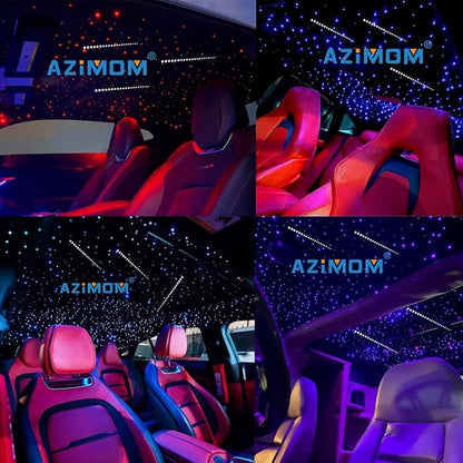 AZIMOM 16W Sound Activate Fiber Optic Starlight Headliner Kit 550pcs 0.03in 13.1ft Fiber Strands, Pure White Meteor Shooting Star Music Mode Remote APP Control Car Use Home Headliner Decor
