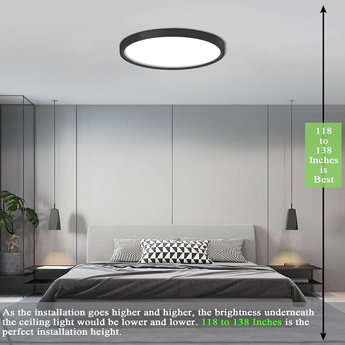 Flush Mount Ceiling Light 2 Pack, 3000K/4500K/6500K switchable Ceiling Light, 12 Inch 28W Round Ceiling Mount Light Fixture for Kitchen, Bedroom, Living Room, Dining Room