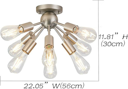 Mid Century Chandelier Small Sputnik Chandelier Chrome Light Fixtures Ceiling Modern Flush Mount Ceiling Light 8 Lights Chandelier for Dining Room Living Room Kitchen