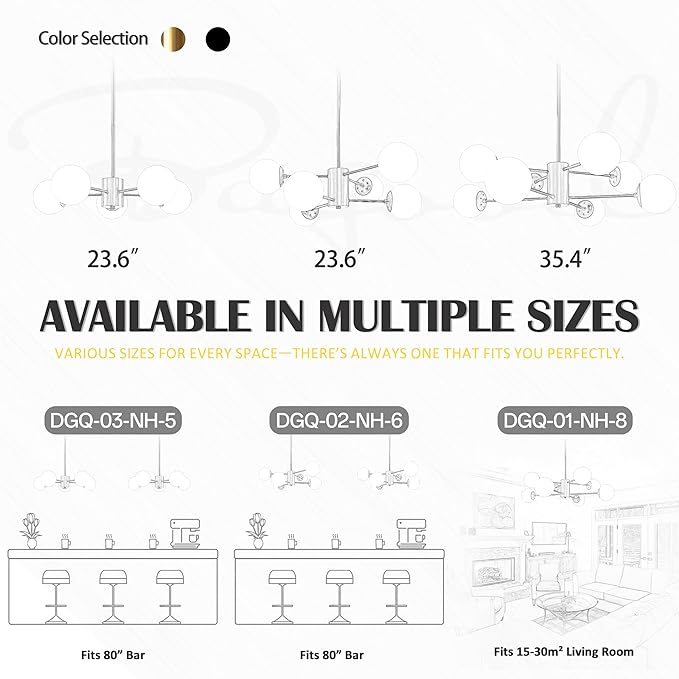 Bagood 6-Light Globe Sputnik Chandelier Milk Glass Modern Gold Chandelier Light Fixture Mid Century Sputnik Chandeliers Pendant Light Frosted Globe Adjustable Hanging Ceiling Light for Entryway