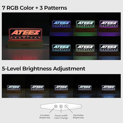 at.zee Night Light, Kpop Merchandise, Korean Idol Lamp for Atiny, 7RGB Color, Dimmer, 8.3 x 4.2 x 1.7