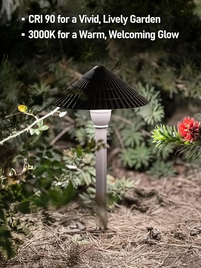 LEONLITE LED Low Voltage Landscape Lights, 3W Cast-Aluminum 12-24V Pathway Light, 5000K Daylight Waterproof Path Lights, ETL Listed Landscape Lighting Wired for Yard Lawn, Bronze, Pack of 4