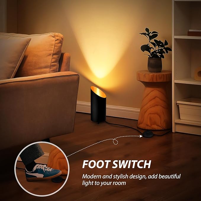2 Pack Uplighting Indoor, 7W Floor Can Lights with 2700K LED GU10 Bulbs, IP44 Waterproof Uplights Spotlight for Dark Corner Sofa House Plant Wall Artwork Indoor, 6.5FT Plug Cord & Foot Switch