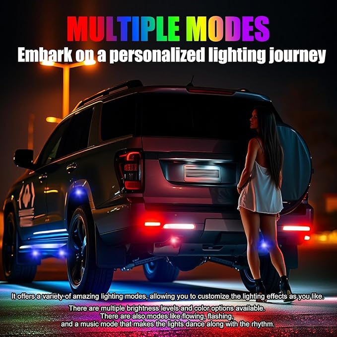 Rock Lights for Trucks, 36LED Full Angle RGB Led Rock Lights with APP/RF Control Flashing Music Mode, Multicolor Waterproof Underglow Led Lights Exterior Wheel Light for Truck UTV ATV Jeep SUV (4pcs)