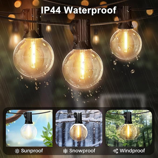 LAMPHOME 100Ft Outdoor String Lights, 50+2 Shatterproof Edison Bulbs Waterproof Connectable Dimmable Patio Lights, Outdoor Lighting for Backyard Porch Garden Balcony Deck Cafe Christmas Party Decor