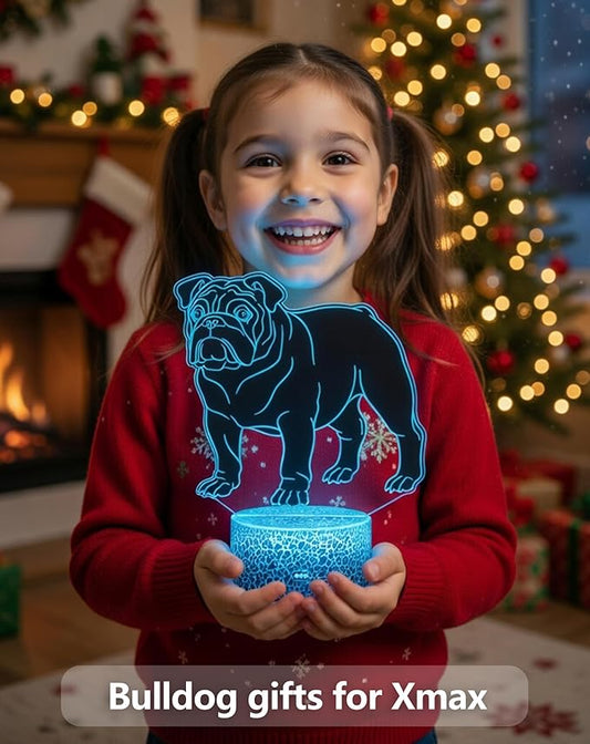 Bulldog Night Light, 16 Colors Changing Dimmable with Remote, Bulldog Memorial Gifts for Loss of Dog, Bulldogs Lamp Home Room Office Decoration