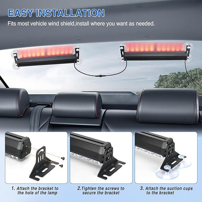 Nilight 24LED Emergency Strobe Traffic Advisor Light Bar 2 in 1 Red Dash Warning Safety Flashing Lights Front/Rear Windshield Construction Lights for Trucks Cars Plow Police Firefighter Vehicles