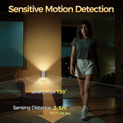 Briignite Motion Sensor Night Light,Motion Activated Plug in Night Lights, 0-100LM Dimmable Soft White 3000K, Motion Sensor Light Indoor for Bathroom Hallway Bedroom Stairway Kid Elderly Pet