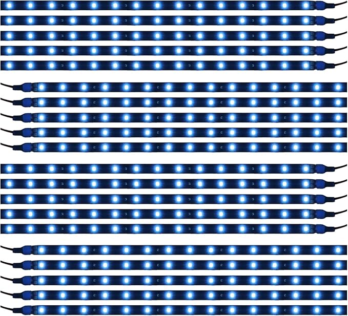 XT AUTO Ice Blue 12v 15 Led 30cm Car Flexible Waterproof Underbody Light Strip Pack of 20