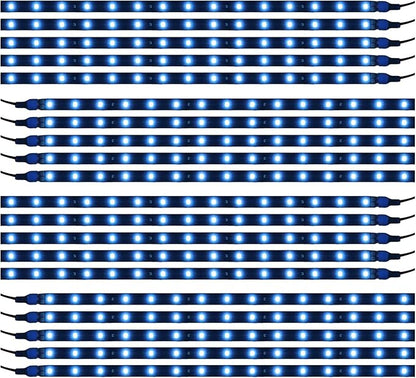 XT AUTO Ice Blue 12v 15 Led 30cm Car Flexible Waterproof Underbody Light Strip Pack of 20