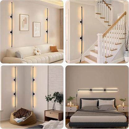 53.2 Inch Wall Lights, 360°Rotatable Wall Sconce, 3 Color Temperatures, Plug-in Dimmable Wall lamp for Bedroom, Living Room（2 Pack）