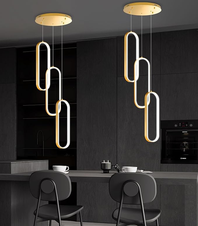 Modern Ring Chandelier LED Dimmable Ceiling Light for Kitchen Island Living Room Staircaes Dining Room Gold
