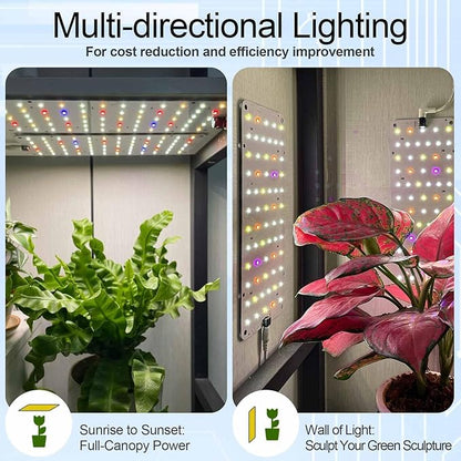 Panel Grow Light for Indoor Plants, 20W Ultra-Thin Full Spectrum LED Grow Light for Shelf & Cabinet, Dimmable with 6/12/16H Timer, Pinkish White, 1-Pack