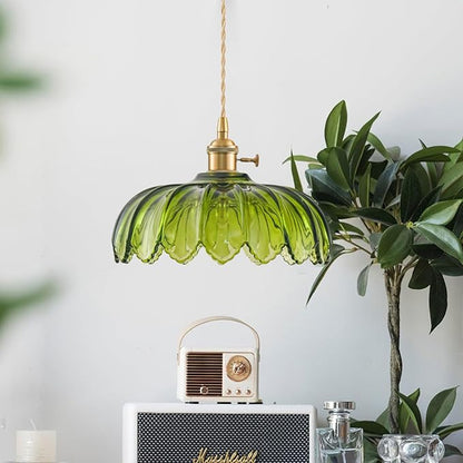 2 Pack Glass Pendant Lights Kitchen Island, Vintage Brass Pendant Light Fixtures, Adjustable Green Kitchen Pendant Lighting Over Island for Bedroom Living Room Hallway Dining Room